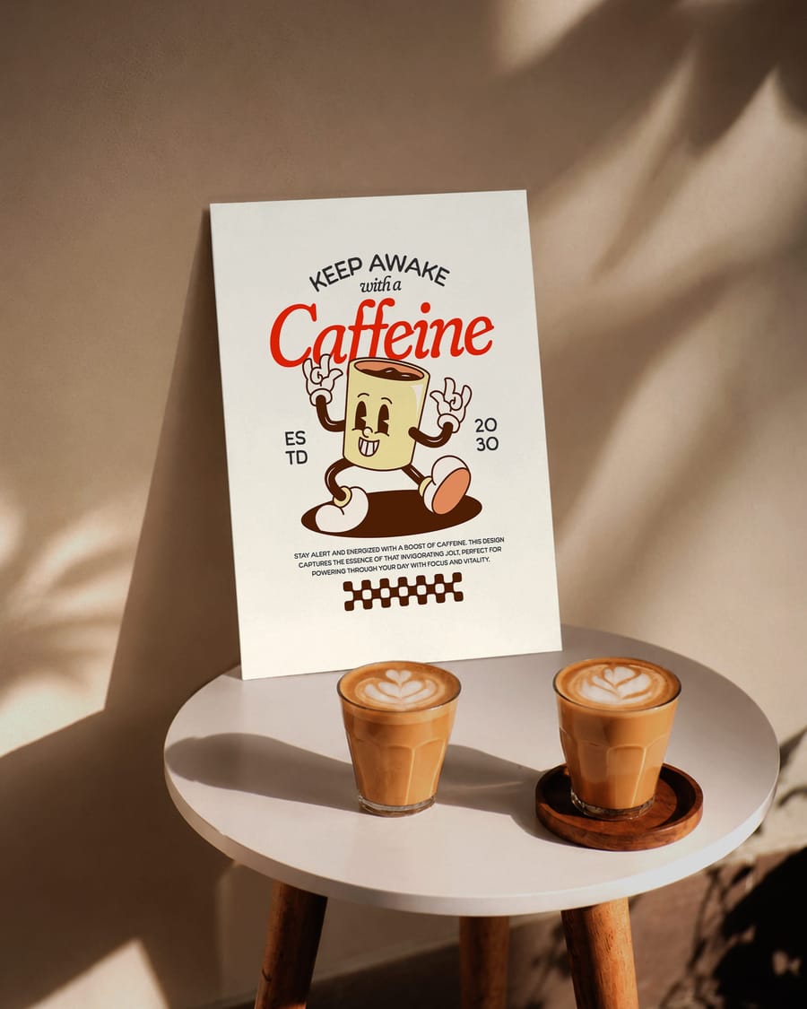 Cozy Café Table Poster Mockup