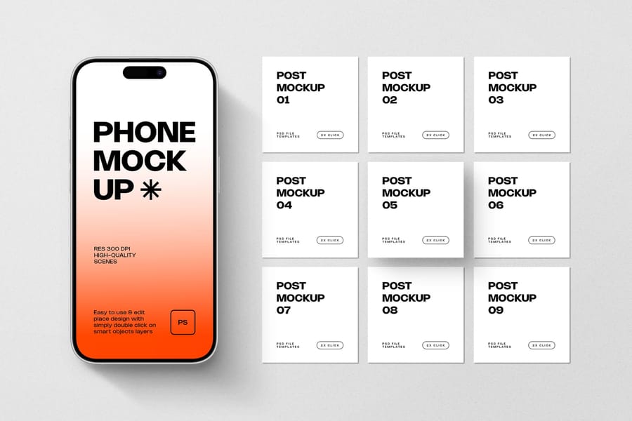 Luxury Flat Orange iPhone 17 Instagram Mockup