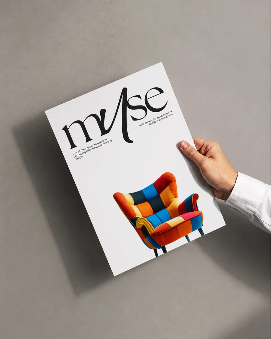 Hand Holding Floating Poster Mockup