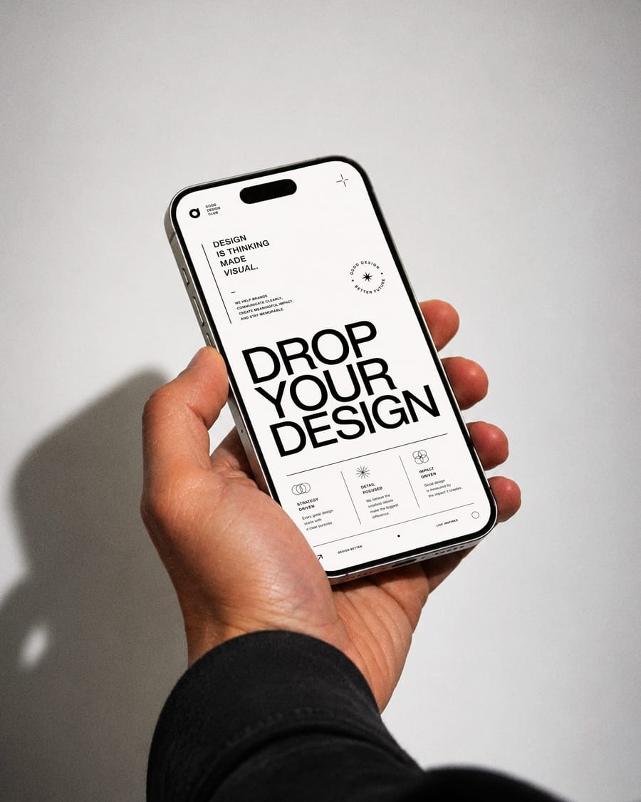 Hand Holding Smartphone Shadow Mockup
