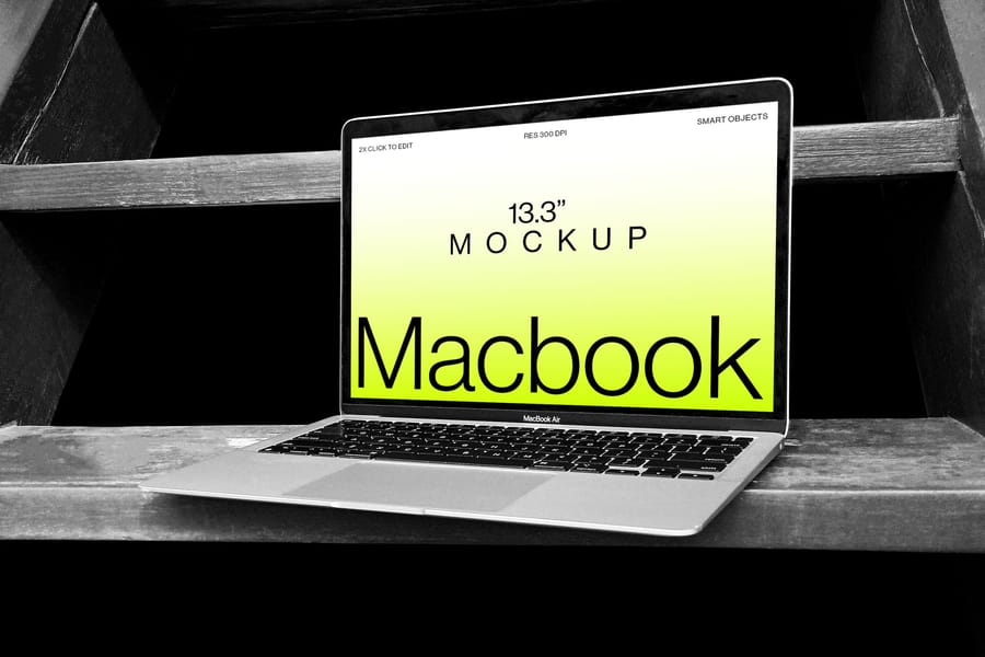 Macbook Air dark Background Mockup