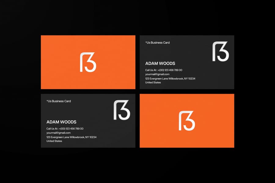 Modern Black Corporate Business Card Mockup
