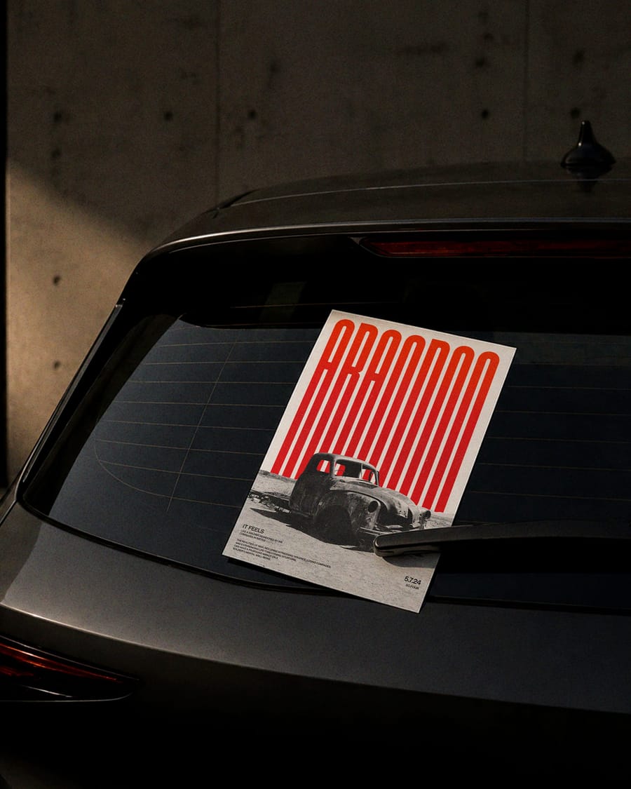 Realistic Poster Mockup on Car Window