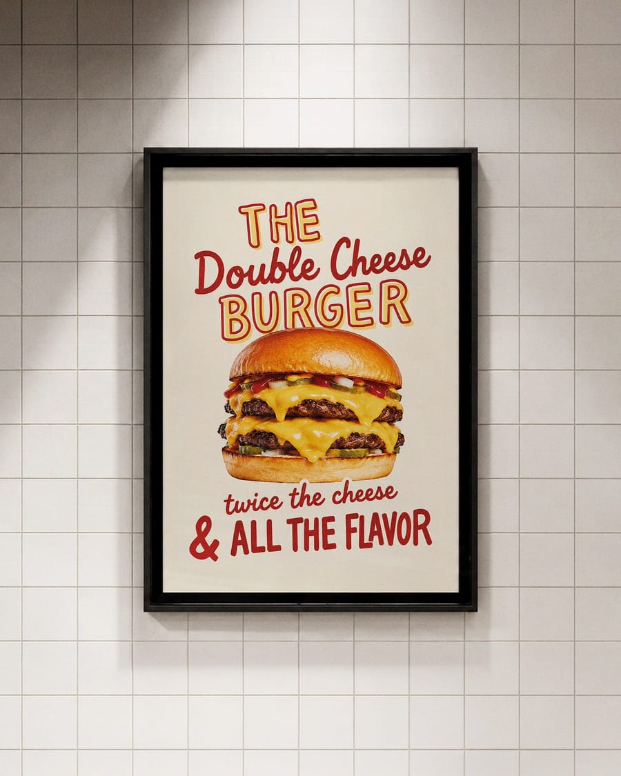 Retro Burger Tile Frame Mockup