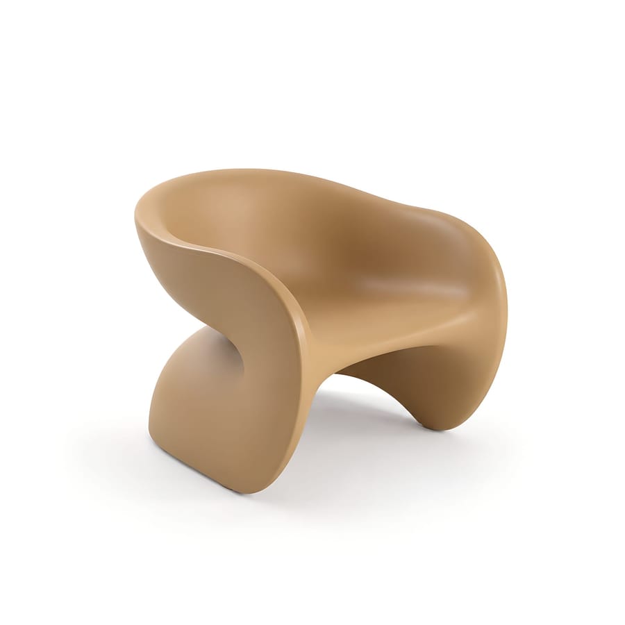 Sculptural Tan Lounge Chair Design