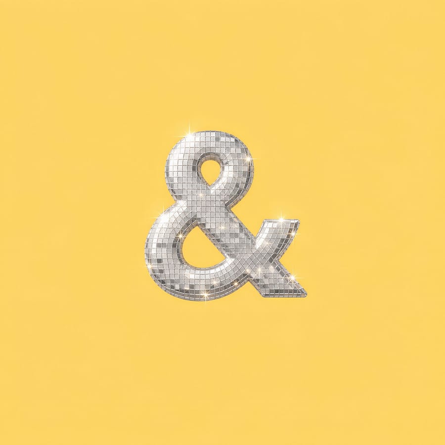 Shiny Disco Ampersand On Yellow