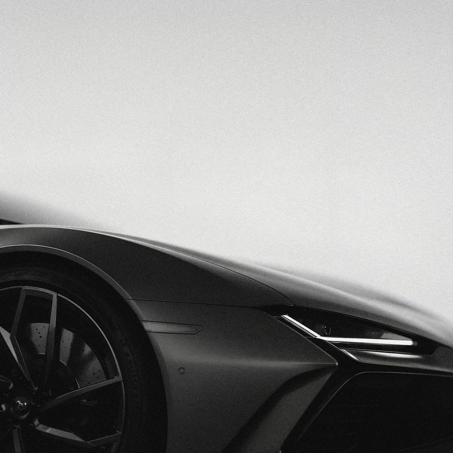 Sleek Sports Car Close Up In Monochrome