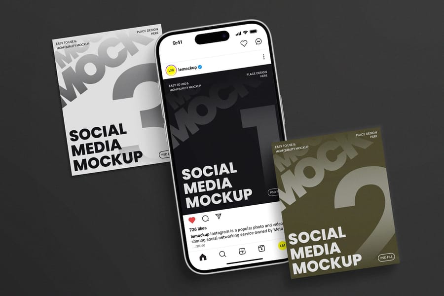 Social Media Mockup with Slightly Tilted Concept