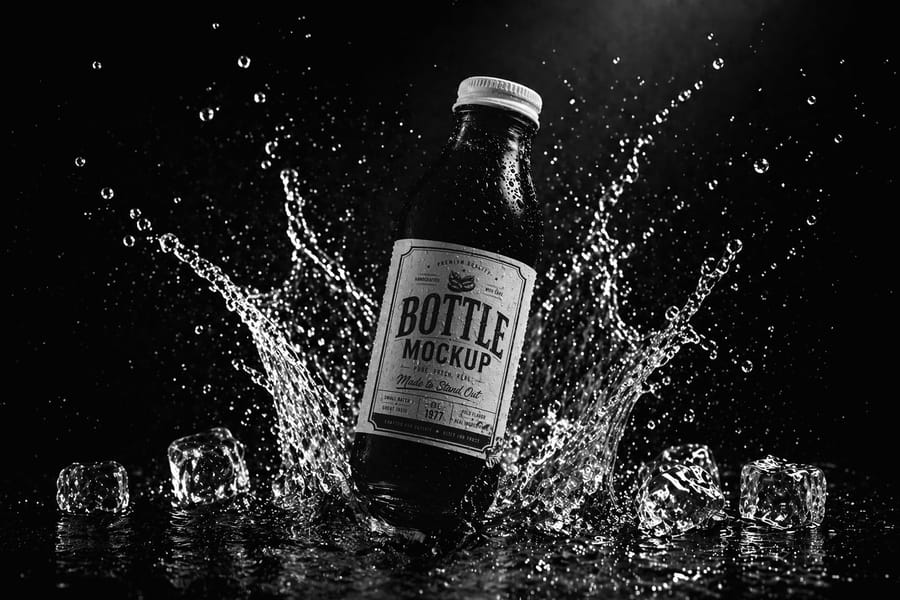 Splash Beverage Bottle Action Mockup