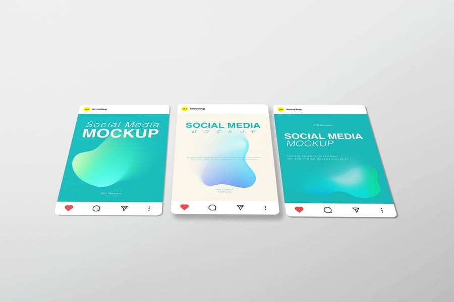 Unique Angle of Fluid Neon Social Media Mockup