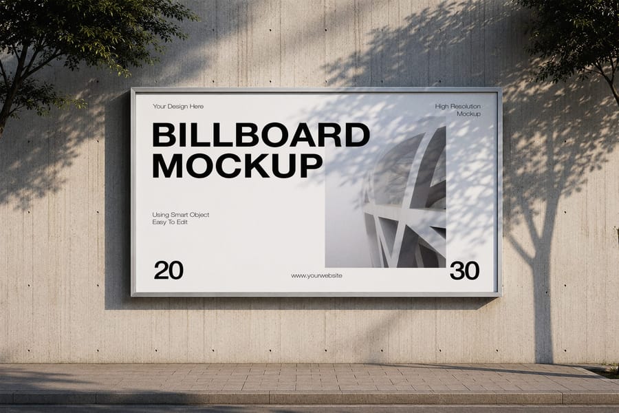 Wall Mounted Billboard Mockup