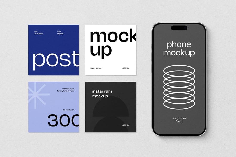 A Rows of Instagram Post with Story Mockup