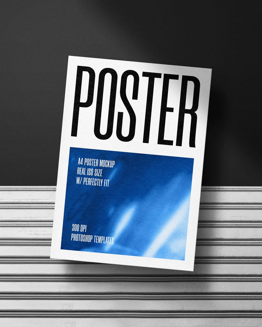 A4 Poster Mockup on Roll Door