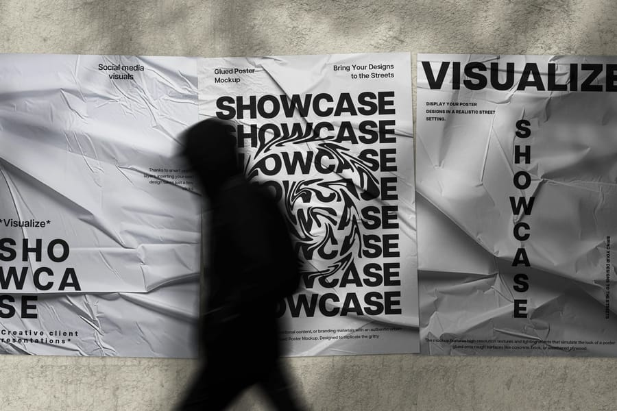Aesthetic Glued Poster Mockup