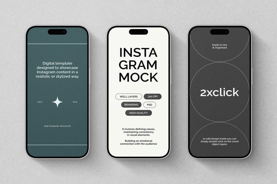 An Arrangement Display of Instagram Mockup with Iphone