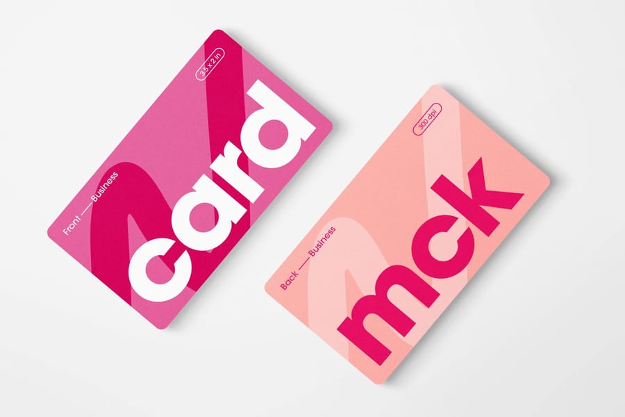 Angled Rounded Business Card Mockup Set