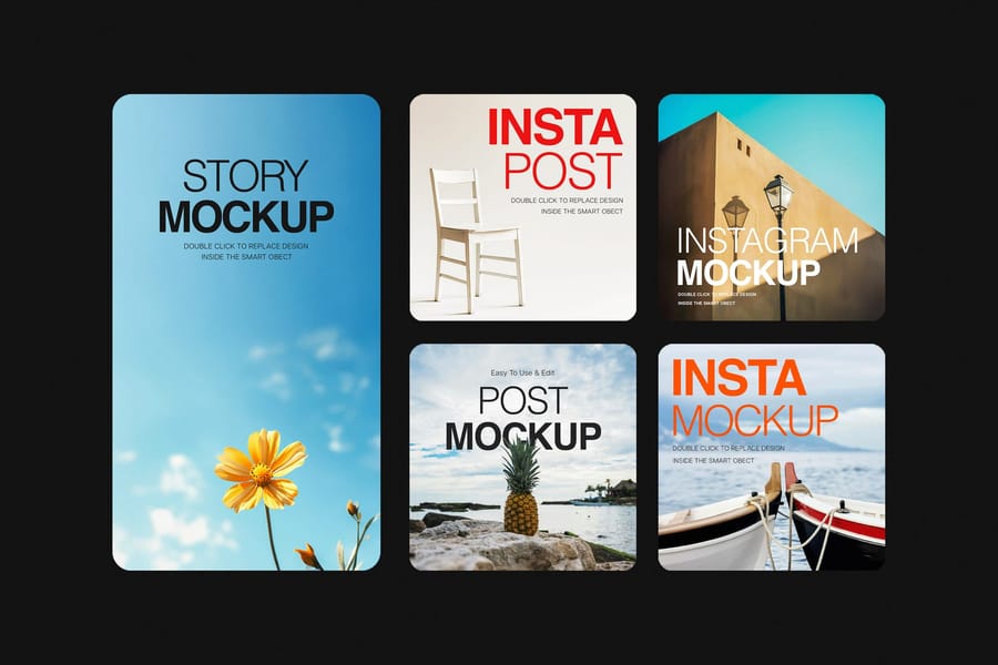 Asymmetric Mixed Feed Flat Story and Post Mockup