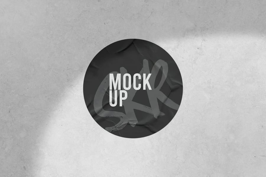 Black Glued Concrete Sticker Mockup