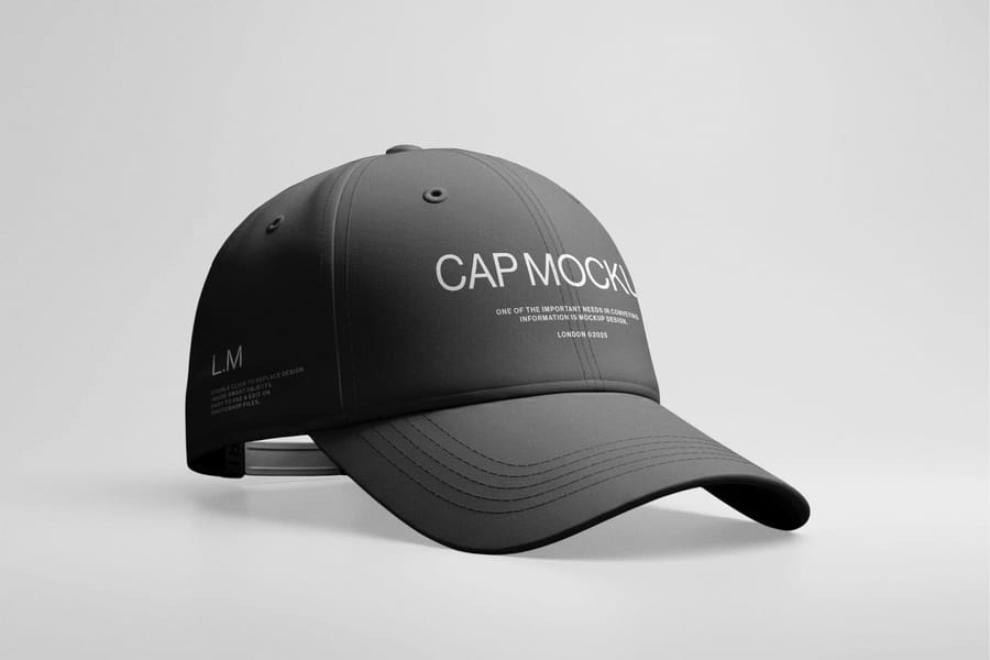 Black Side Angle Realistic Cap Mockup