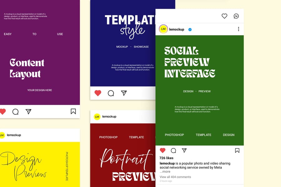 Bold Instagram UI Collage Layout Mockup