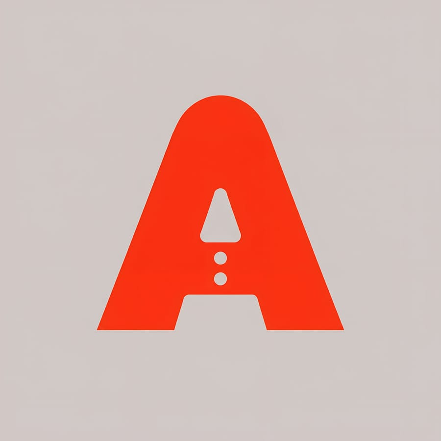Bold Red A On Beige Background