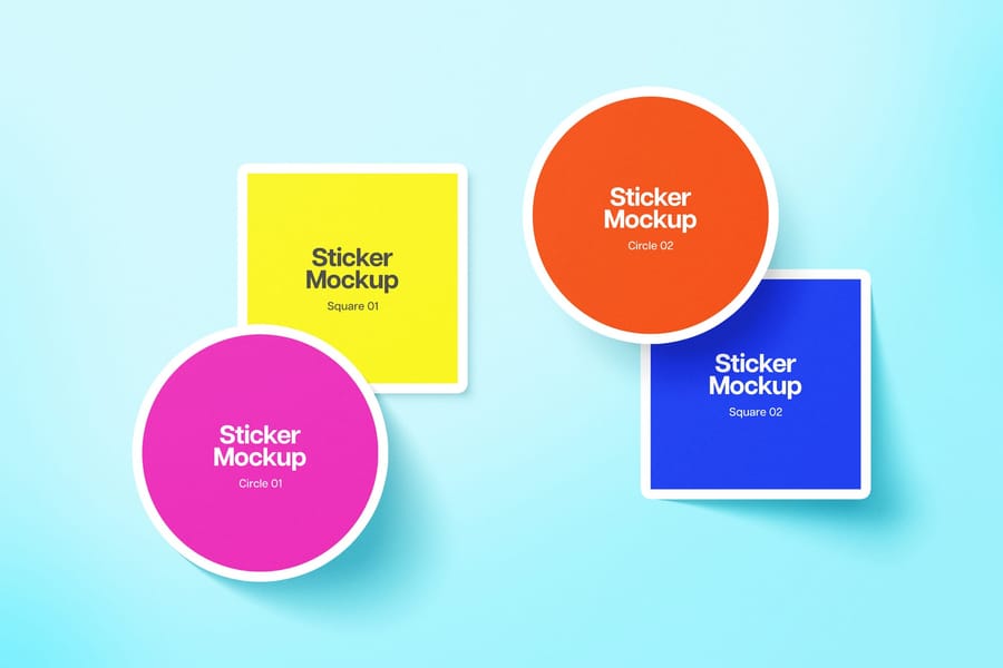 Bold Riso Colorful Decal Pair Sticker Set Mockup