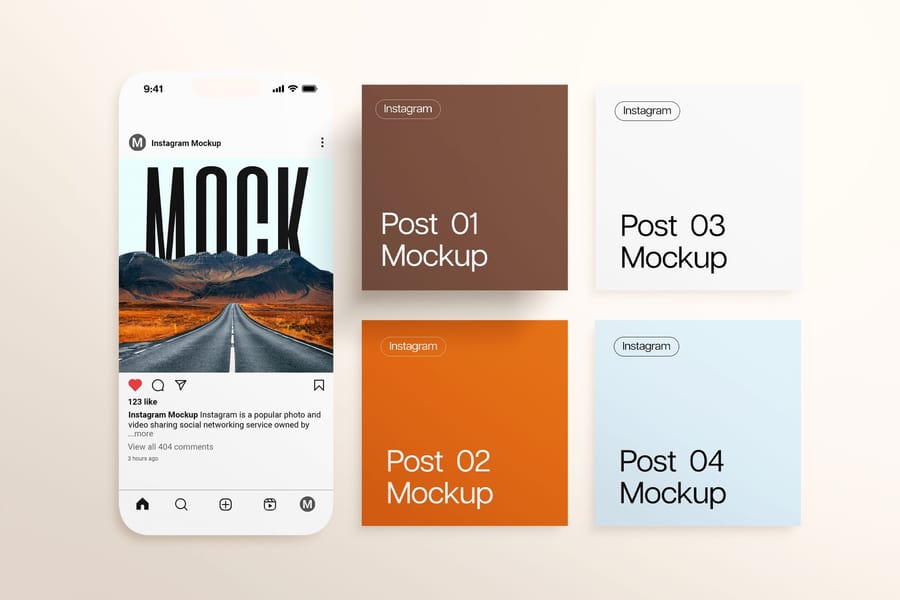 Branding Four Colors Instagram Post UI Mockup