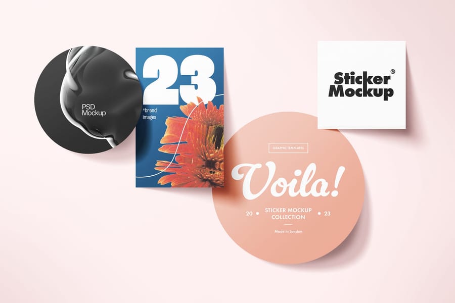 Branding Voila Peach Sticker Set Mockup