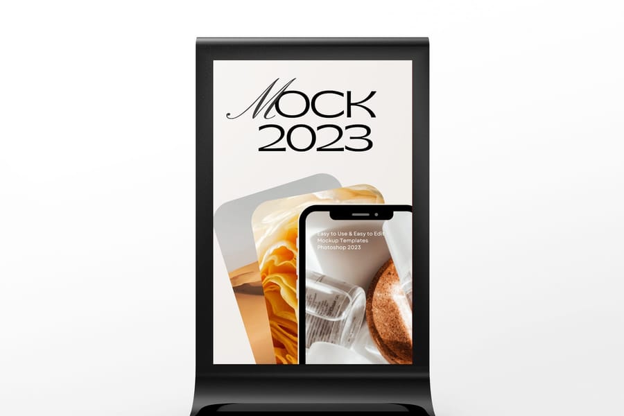 Centered Black Glossy Billboard Mockup