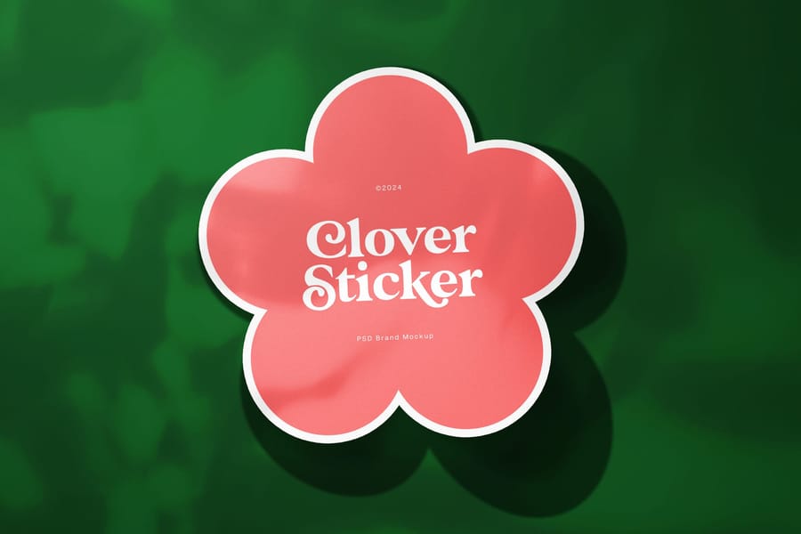 Centered Clover Badge Sticker Mockup