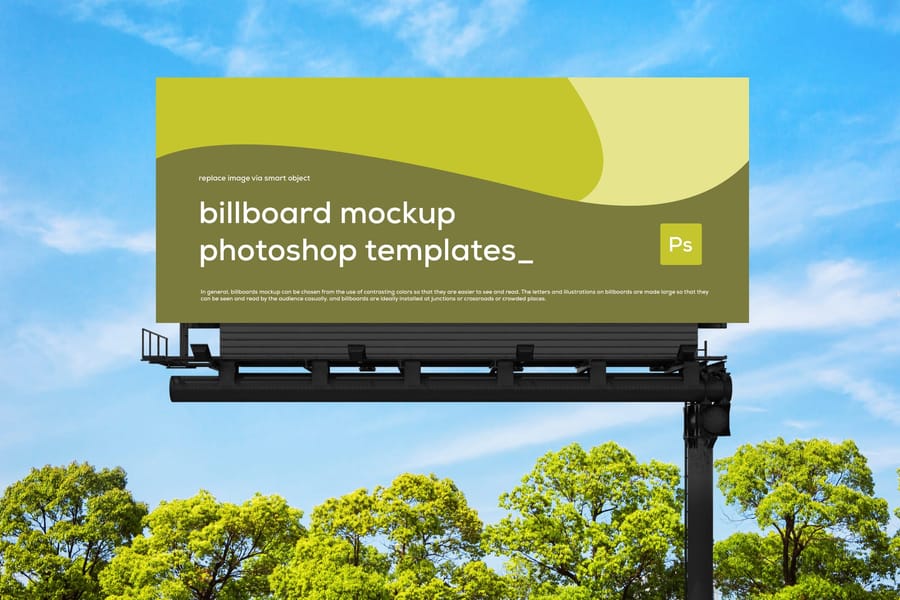 Centered Rectangle Billboard Mockup with Nature Background