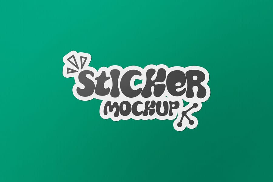 Centered Typography Die Cut Brand Sticker Mockup