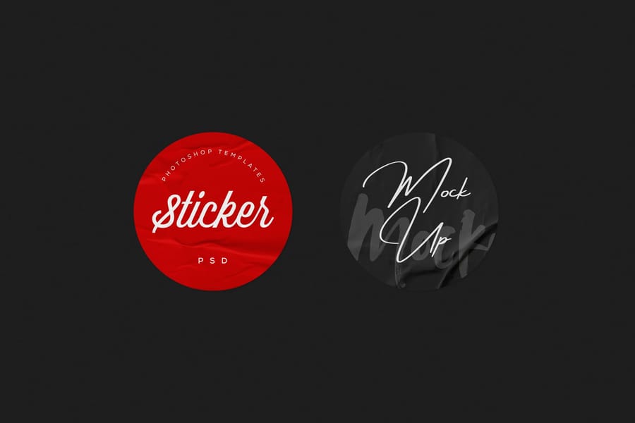 Circular Red Black Elegant Duo Sticker Mockup