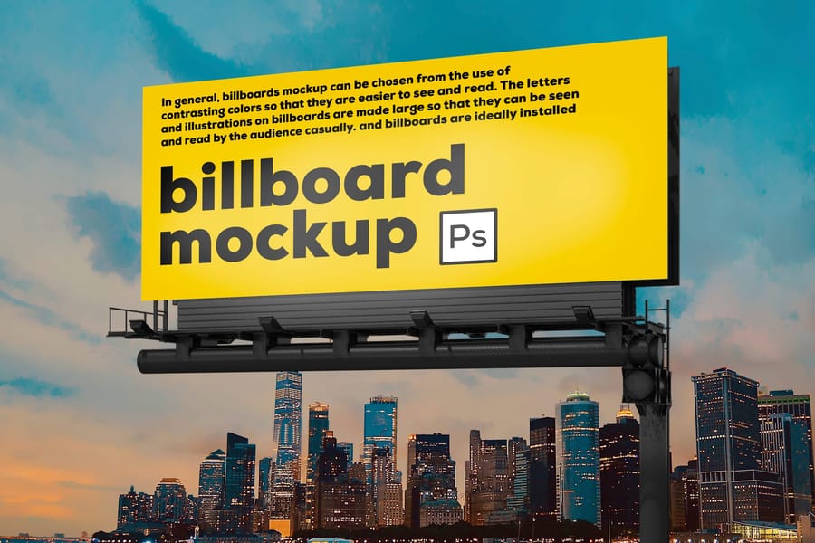 Cityscape Billboard Mockup with Building View Background