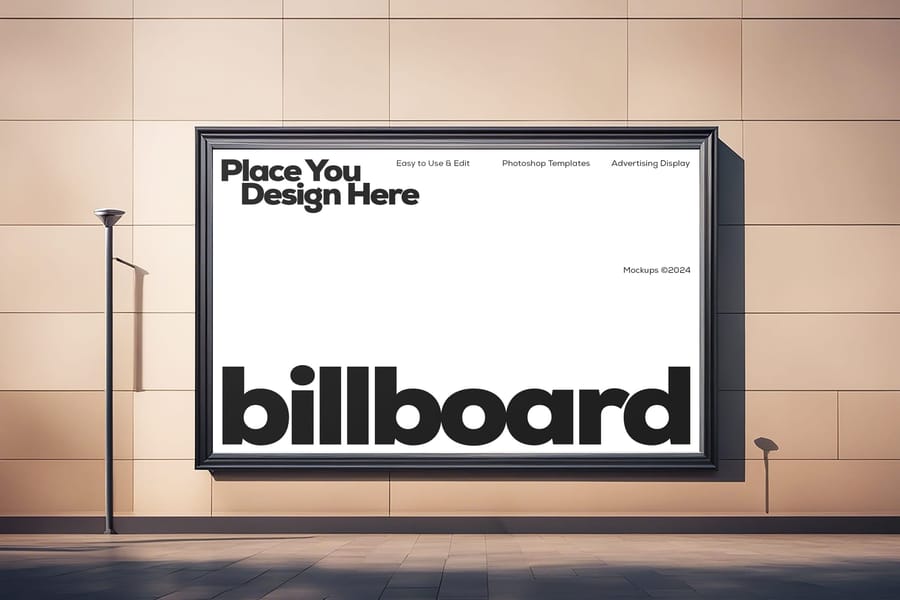 Clean White Huge Side Walk Billboard Mockup