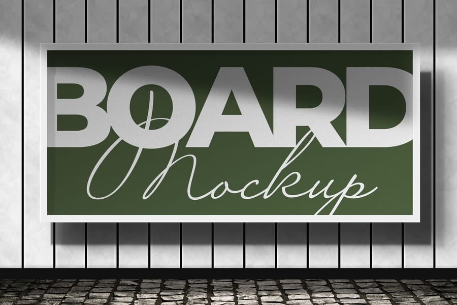 Clean White and Green Rectangle Billboard Sign Mockup