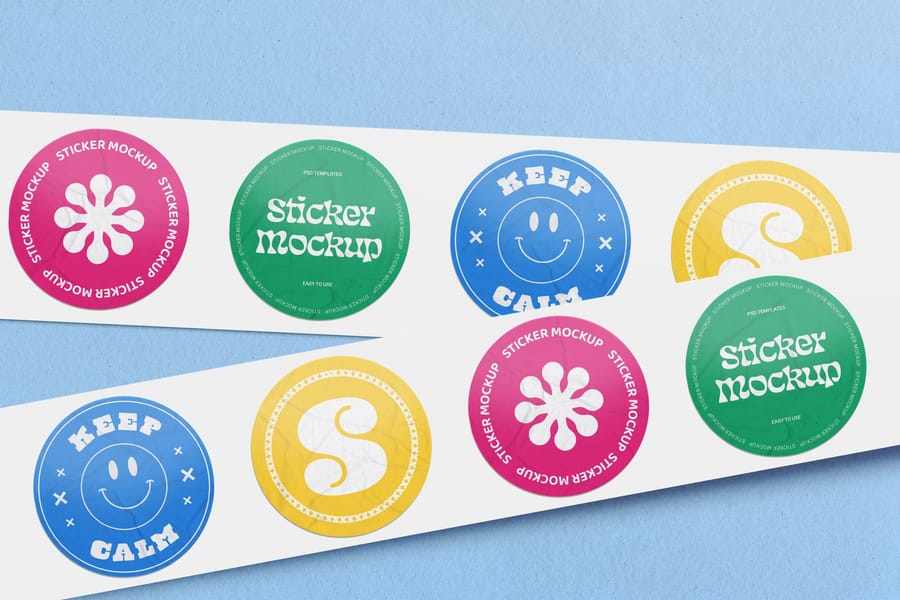 Colorful Tape Glued Sticker Mockup