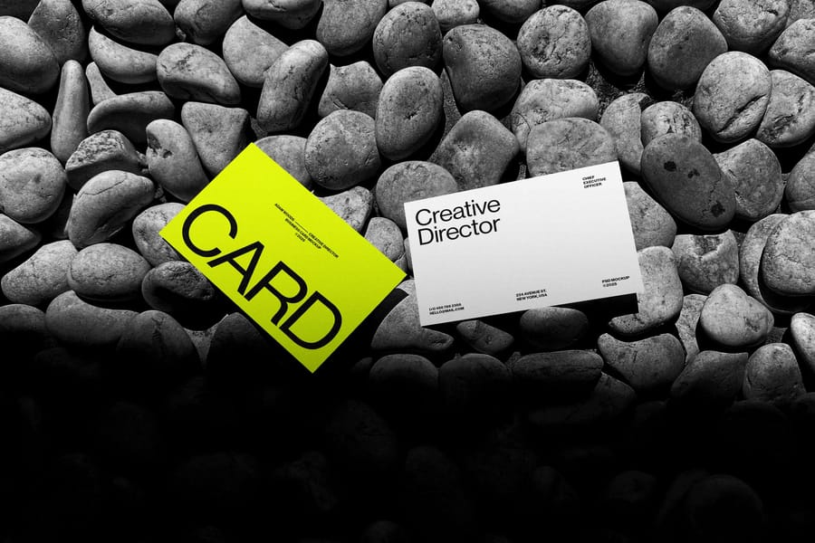 Creative Director Business Card Mockup on Stone Surface