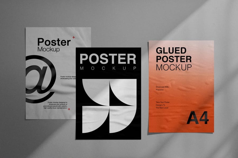 Creative Glued Poster Mockup