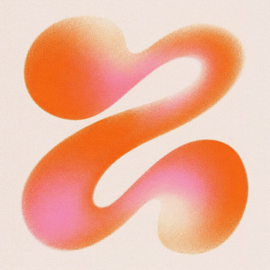 Curved Ribbon In Orange And Pink