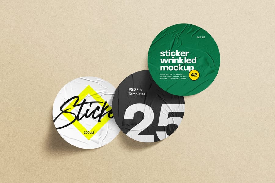 Cyan Rounded Sticker Badge Mockup