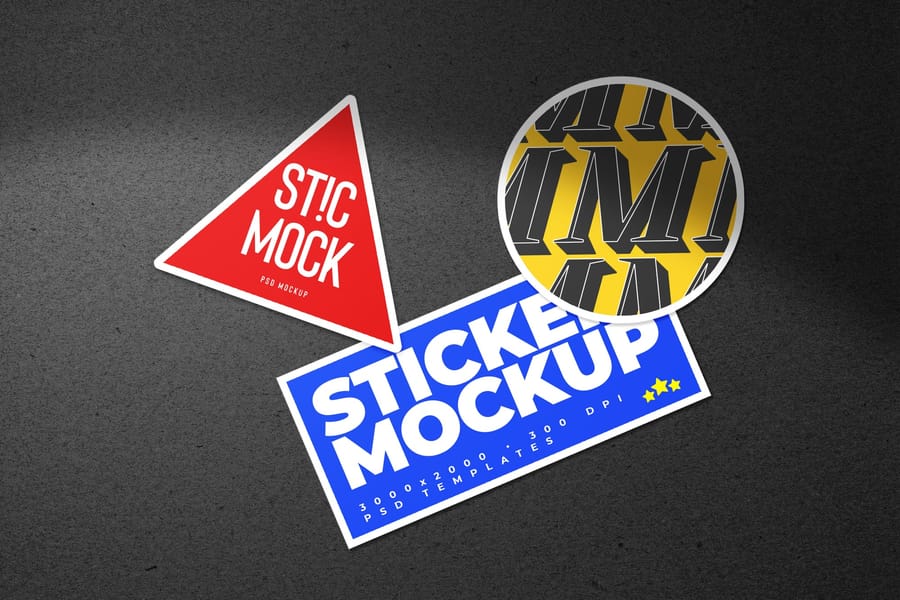 Dark Background Texture Geometric Pack Sticker Mockup