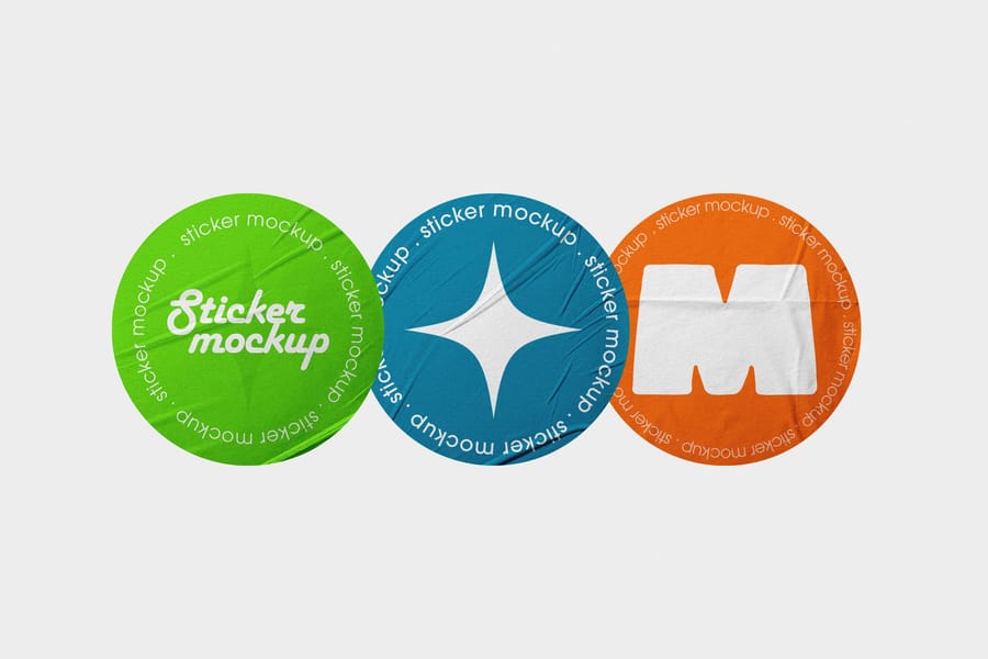 Diamond Three Circle Asterisk Sticker Pack Mockup