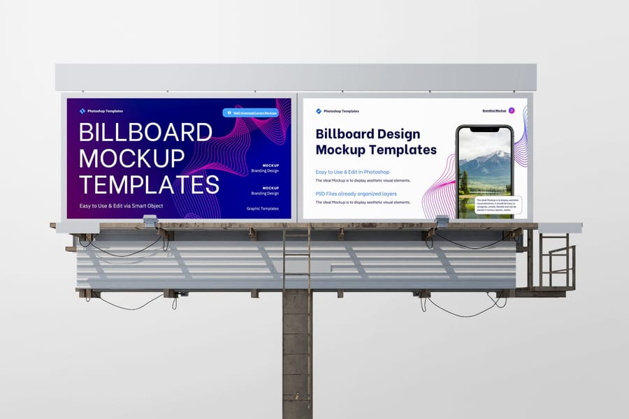 Double Billboard Front View Mockup