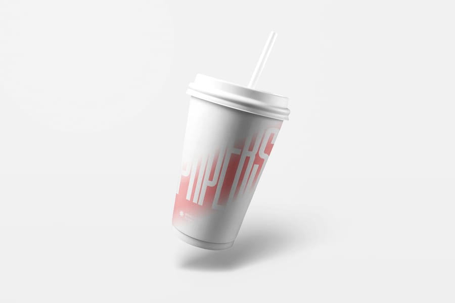 Floating Paper Coffee Cup Mockup with Shadow