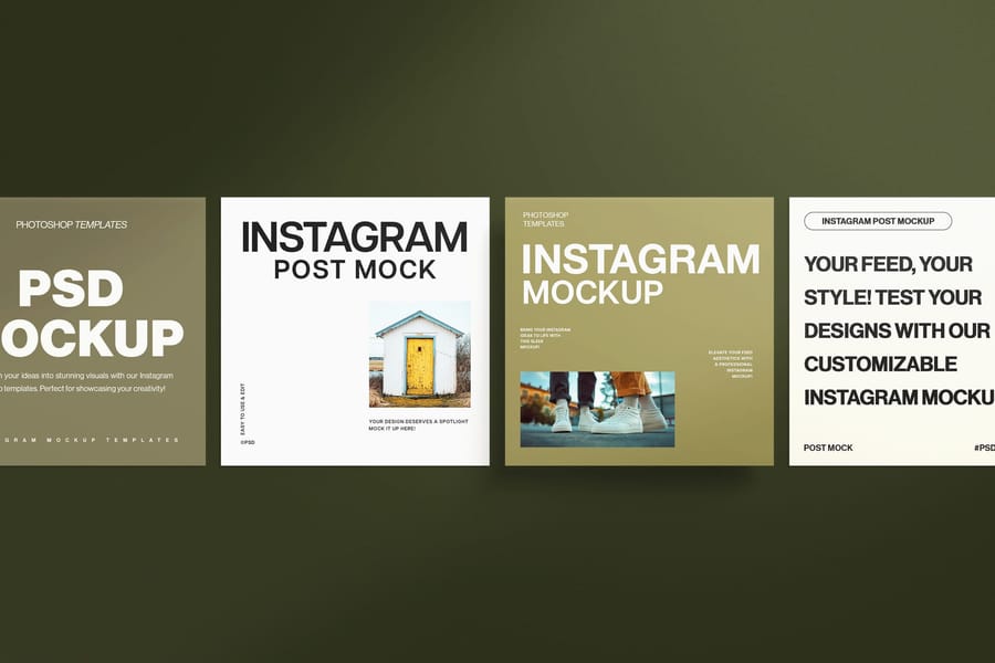 Four Row Instagram Post Feed UI Mockup