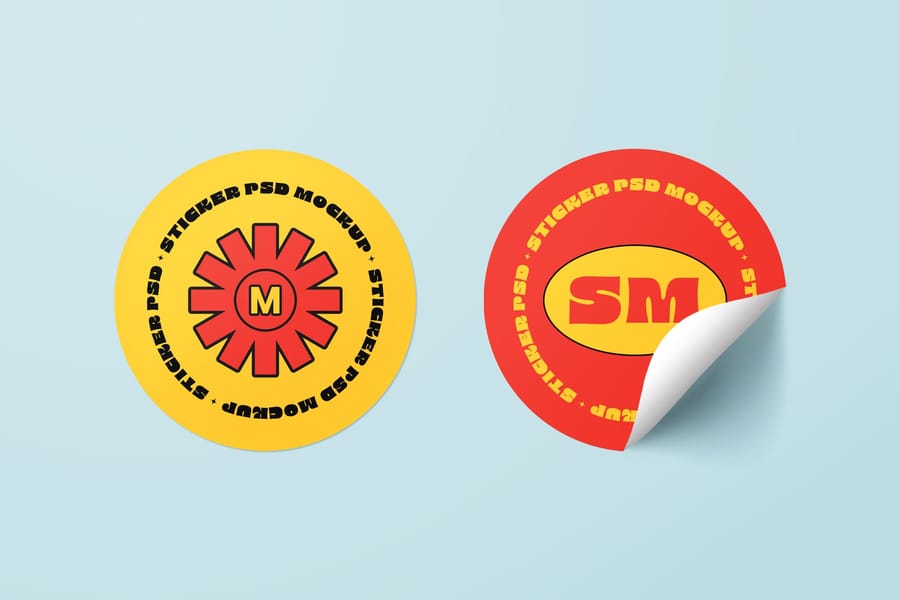 Gear and Oval Clean Duo Sticker Mockup