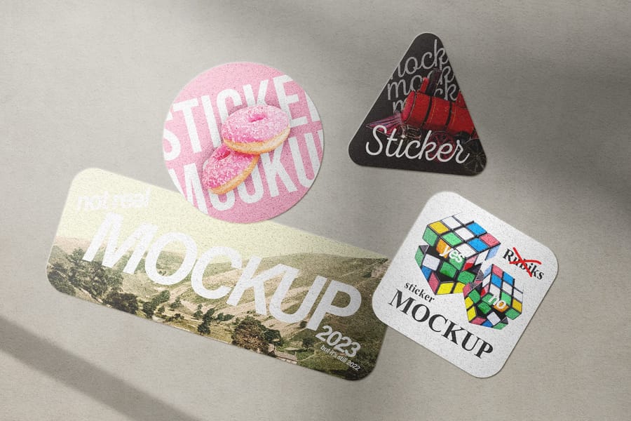Geometric Angled Mixed Shape Sticker Set Mockup