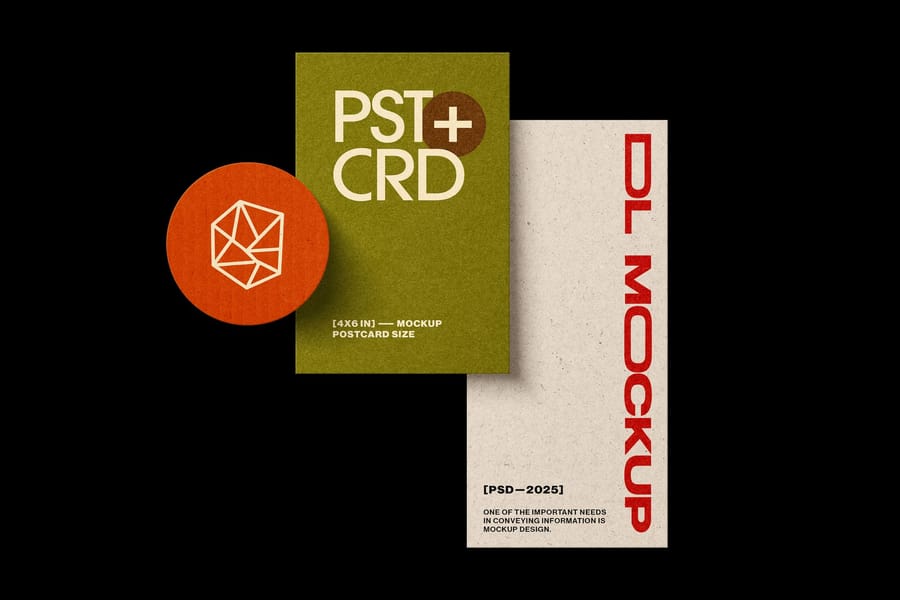 Geometric Sticker and DL Paper Stationery Set Mockup