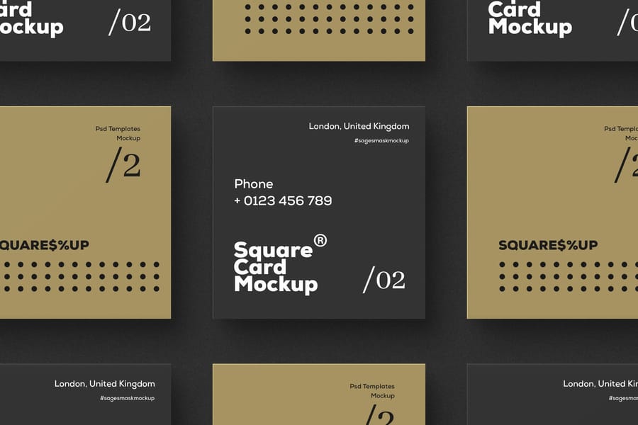 Geometrical Black Gold Card Instagram Post Grid Mockup